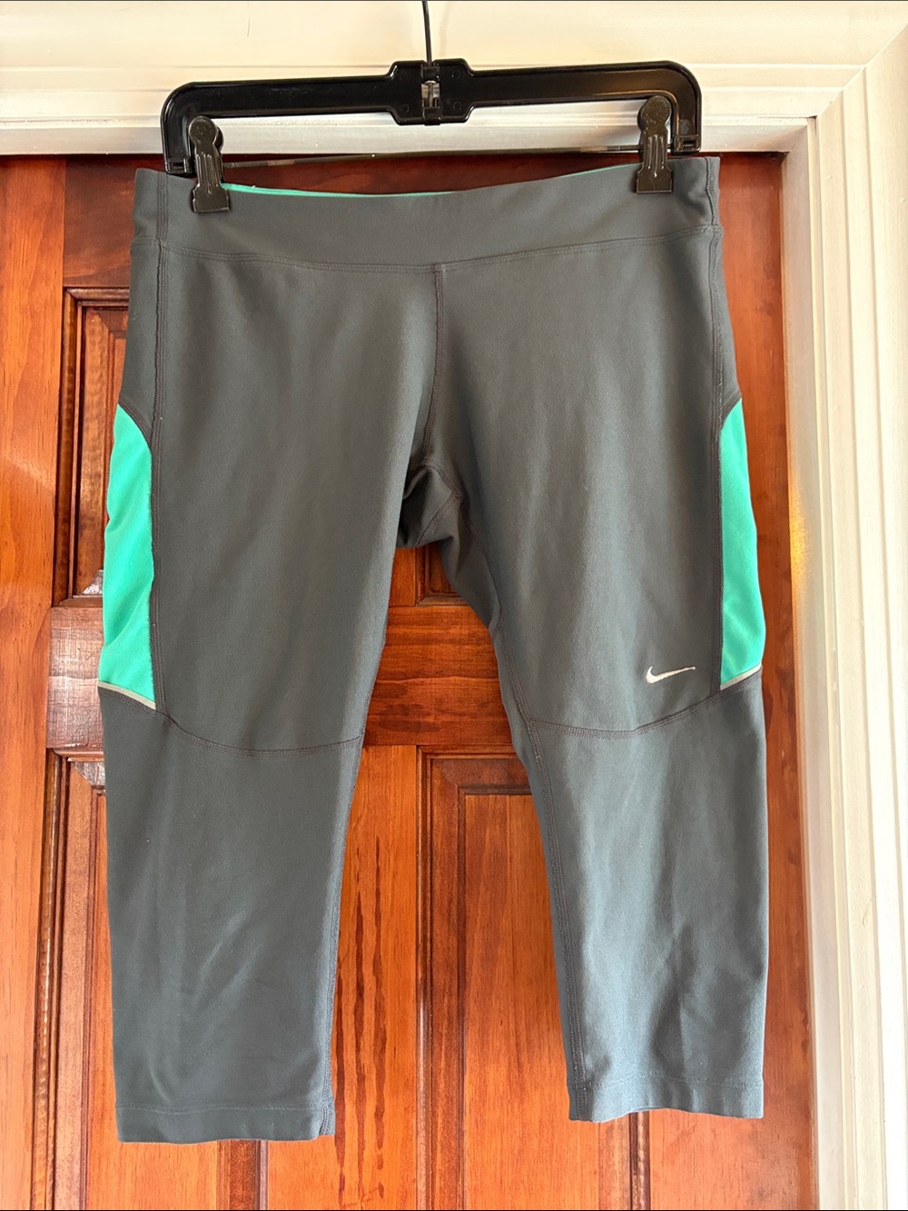Nike Gray Leggings with Teal Side Panels